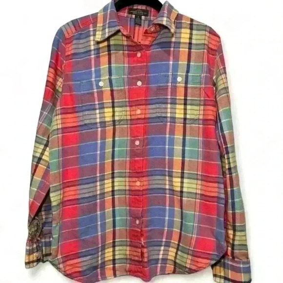 Lauren Jeans Co LRL- multi-colored plaid button down- Women’s Small - Picture 1 of 4
